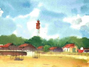 Aquarelle Phare du cap -Ferret