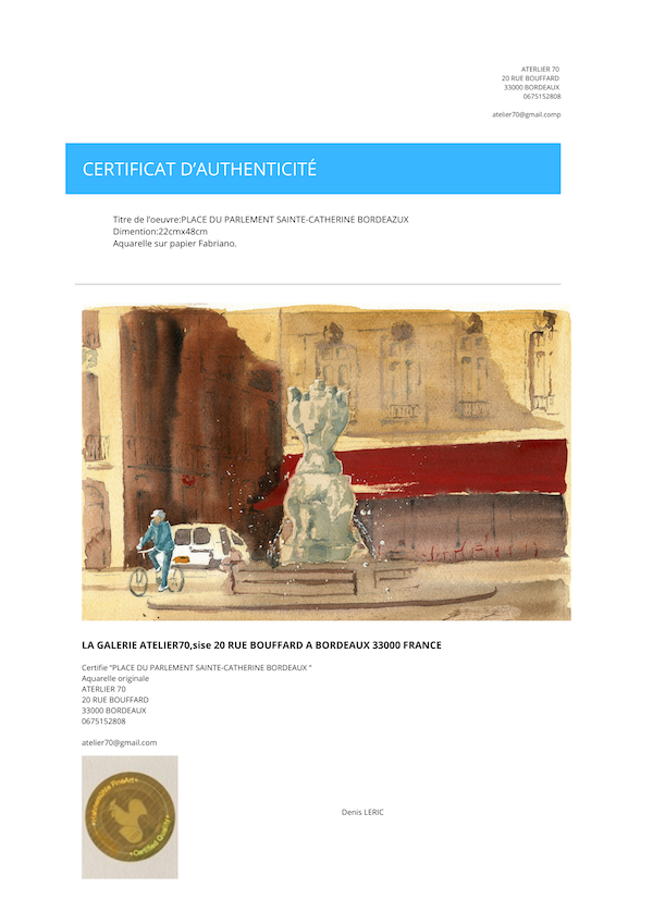 Aquarelle place du parlement Bordeaux – Image 3