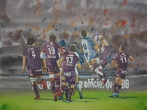 Aquarelle Match de Rugby UBB 2025