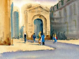 Aquarelle originale »Porte Dijeaux