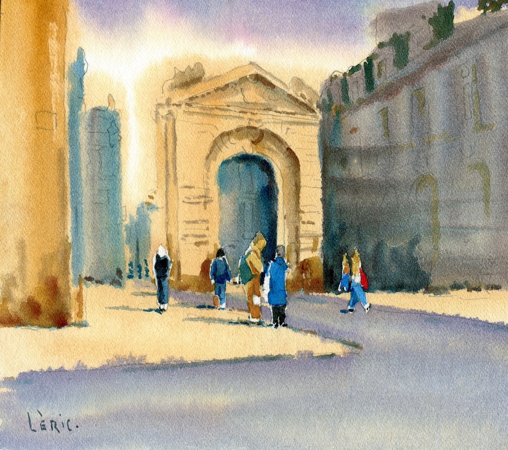 Aquarelle originale porte dijaux