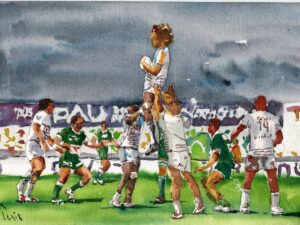 Aquarelle match de rugby  finale UBB- Pau 2025