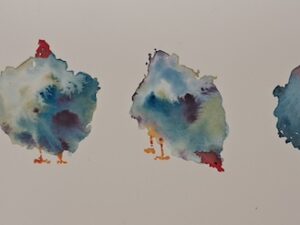 Aquarelle de poules »Le Carnaval des Cocottes »