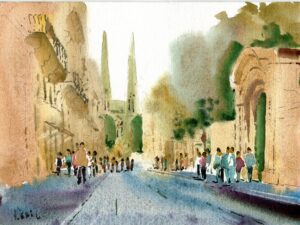 Aquarelle de Bordeaux–Rue Vitale Carles