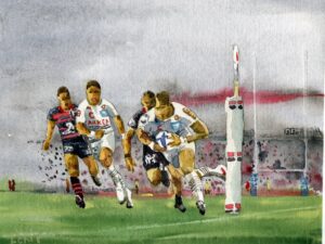 Aquarelle de rugby – L’instant d’élan rugby