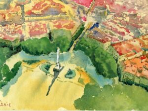 Aquarelle de Bordeaux« Perspective Céleste »