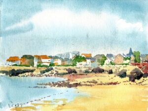 Aquarelle originale » Douceur d’été sur la Conche de Pontaillac »